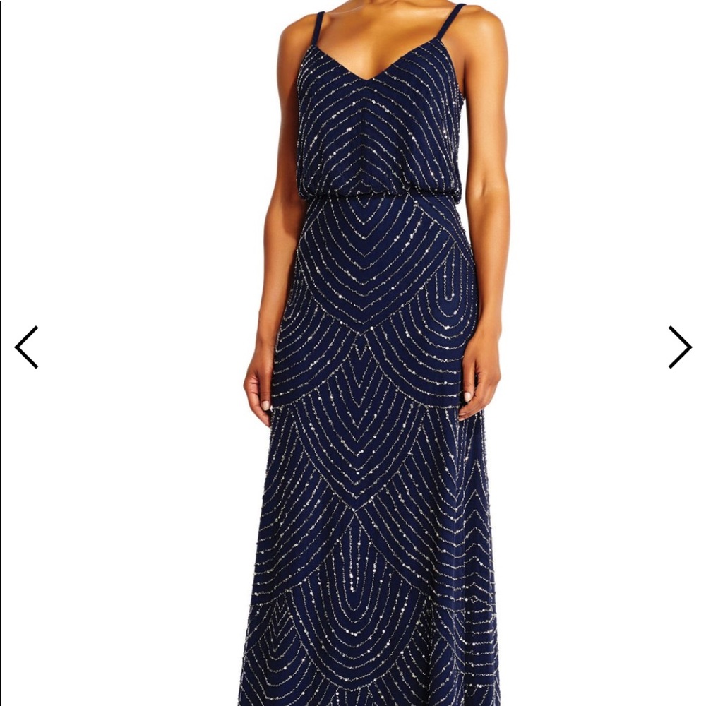 Adrianna Papell Navy Blue Maxi Dress